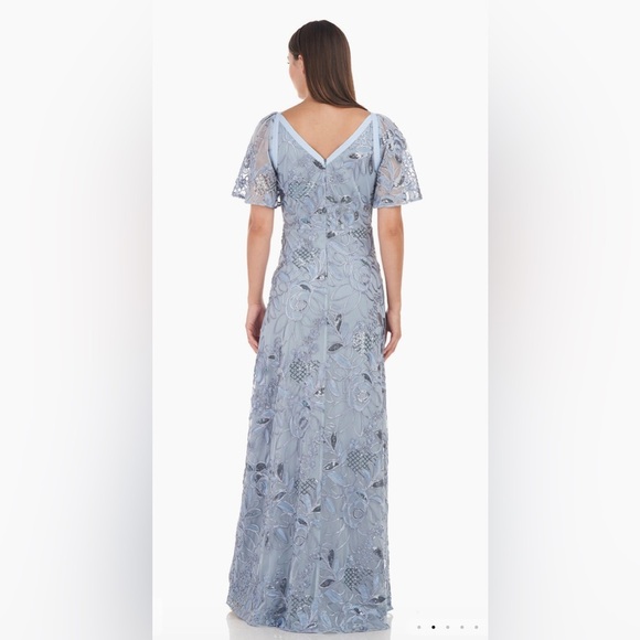 JS Collections Yvonne Flutter A-Line Gown NWT Size 8 - Picture 3 of 10